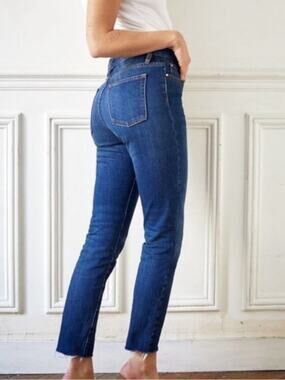 Sezane Le Brut Sexy Button Fly Raw Hem Jeans Blue Women's - Size 26
